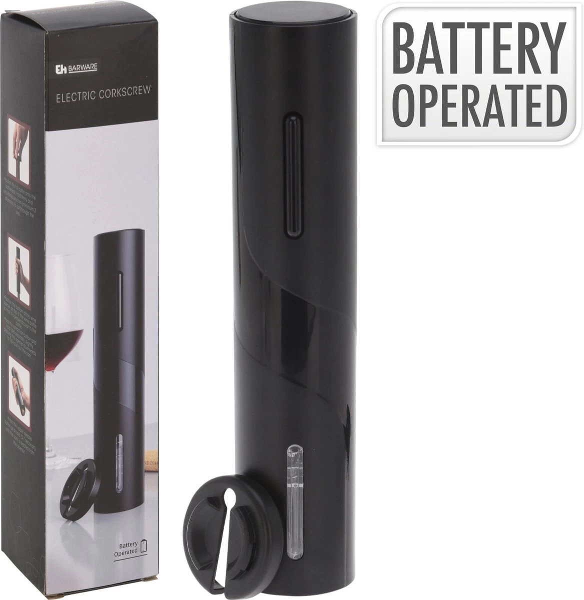 Excellent Houseware Ouvre-bouteille/tire-bouchon électrique Noir 20 Cm - Ustensiles De Cuisine - Ustensiles De Bar - Bouteilles Ouvertes - Ouvre- Bouteilles De Vin - Tire-bouchons -bouchons 4 Excellent Houseware Ouvre-bouteille/tire-bouchon électrique Noir 20 Cm - Ustensiles De Cuisine - Ustensiles De Bar - Bouteilles Ouvertes - Ouvre- Bouteilles De Vin - Tire-bouchons -bouchons – Image 2