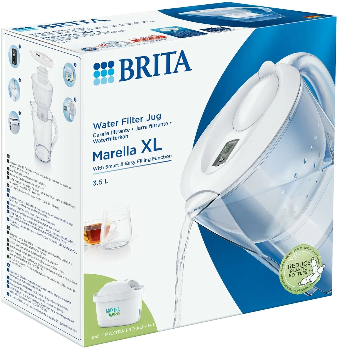 BRITA - Carafe Filtrante à Eau - Marella XL - Comprenant 1 Cartouche Filtrante à Eau MAXTRA PRO ALL-IN-1 - Wit - 3,5L 4 BRITA - Carafe Filtrante à Eau - Marella XL - Comprenant 1 Cartouche Filtrante à Eau MAXTRA PRO ALL-IN-1 - Wit - 3,5L – Image 2