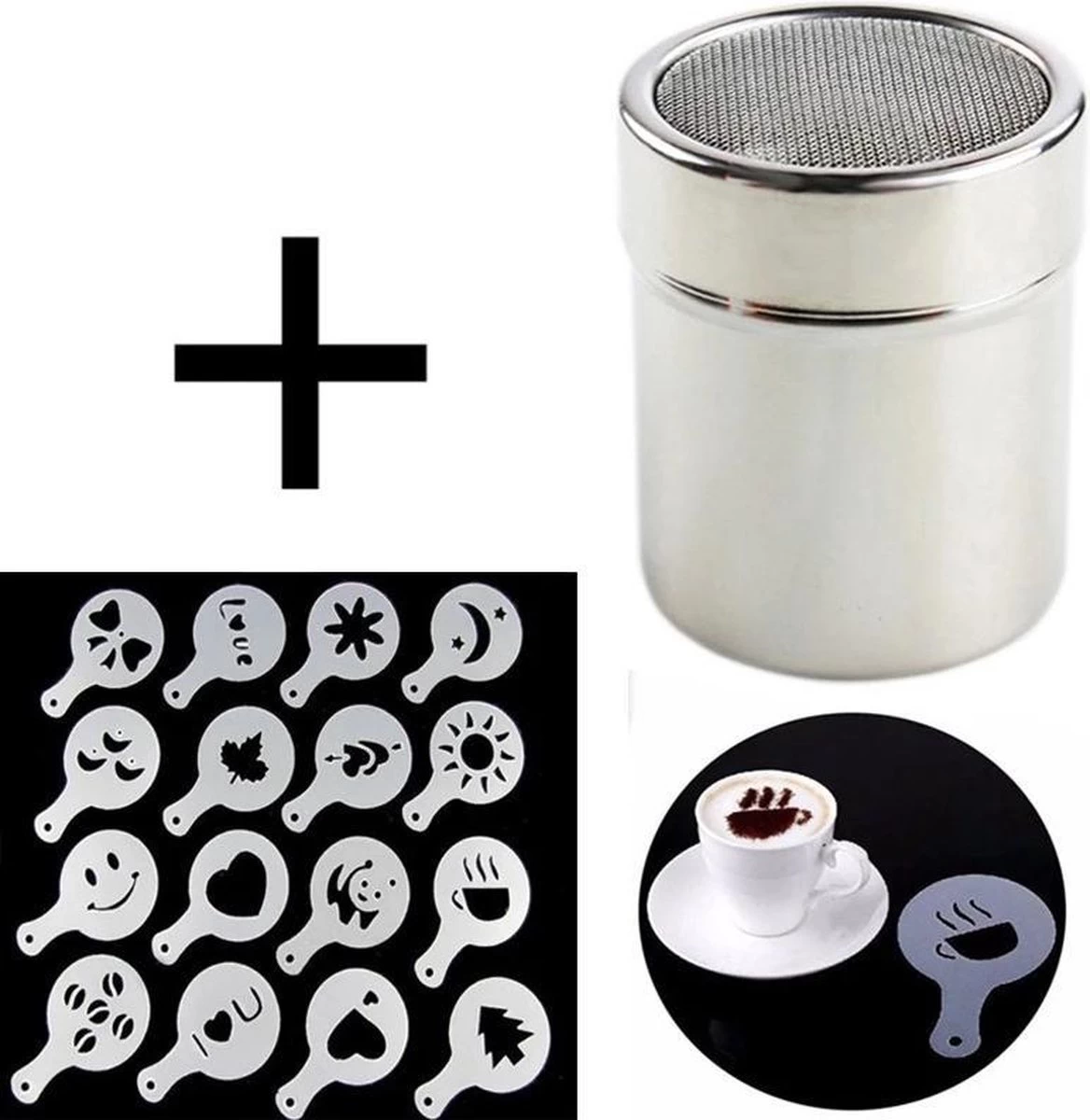 Cappuccino / Cacao Spreader Set - Cappuccino / Cacao Template - Réutilisable Barista Set - 16 Pièces 4 Cappuccino / Cacao Spreader Set - Cappuccino / Cacao Template - Réutilisable Barista Set - 16 Pièces – Image 2