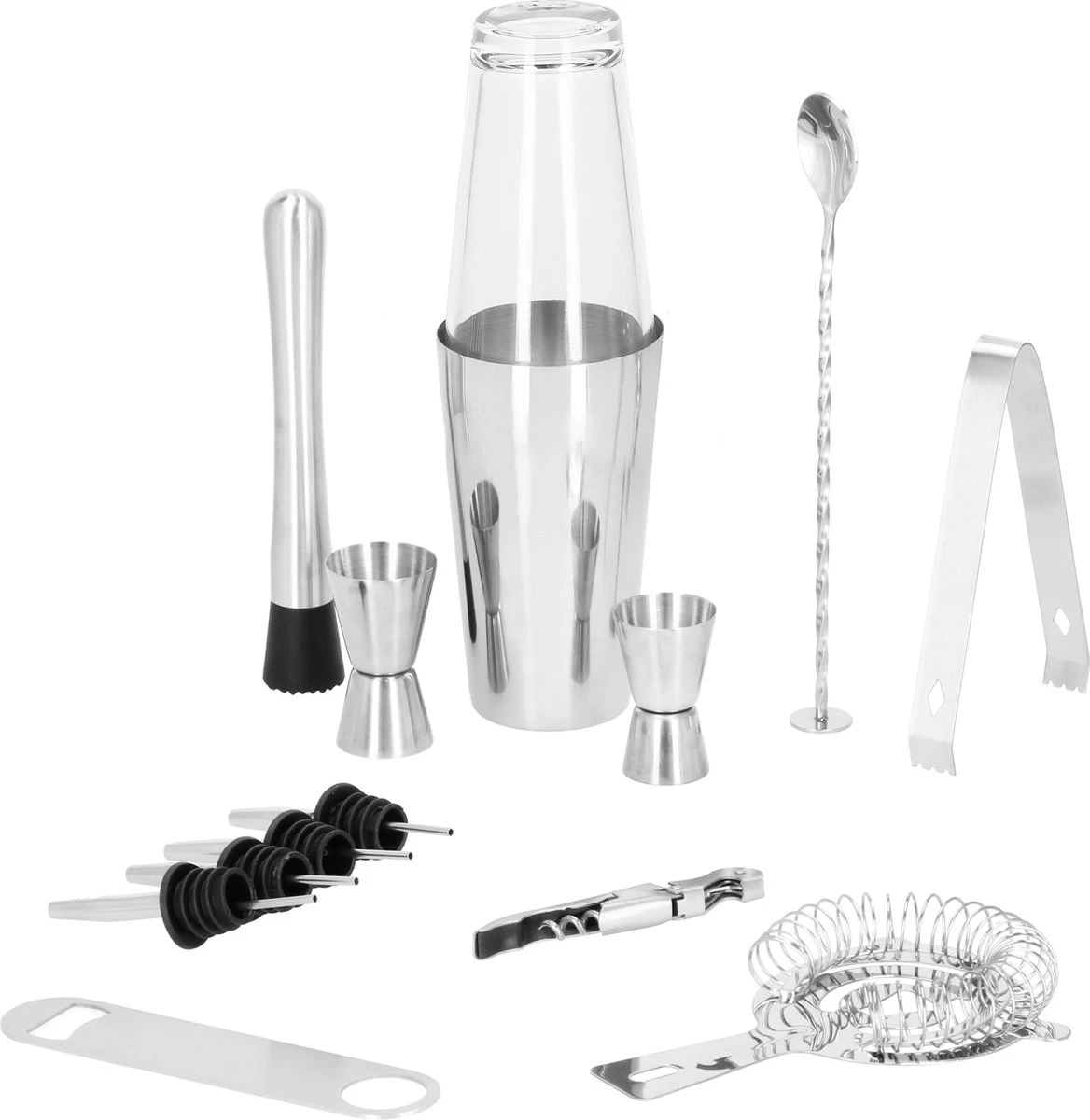 Ensemble De Cocktails Set | Set De 14 Shakers à Cocktail | Y Compris Boîte-cadeau | ACIER INOXYDABLE | Couleur Argent 3 Ensemble De Cocktails Set | Set De 14 Shakers à Cocktail | Y Compris Boîte-cadeau | ACIER INOXYDABLE | Couleur Argent