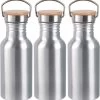 Bouteille D'eau / Gourde En Aluminium 3x Pièces Argent Avec Bouchon à Vis En Bambou 550 Ml - Bouteille De Sport - Bouteille D'eau -Dégustation Délicate 1168x1200 8