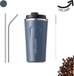 Tasse Thermos - Mug De Voyage - Tasse Thermos Café - Tasse à Café à Emporter - Double Paroi, Inox & Etanche - 380 ML - Blauw