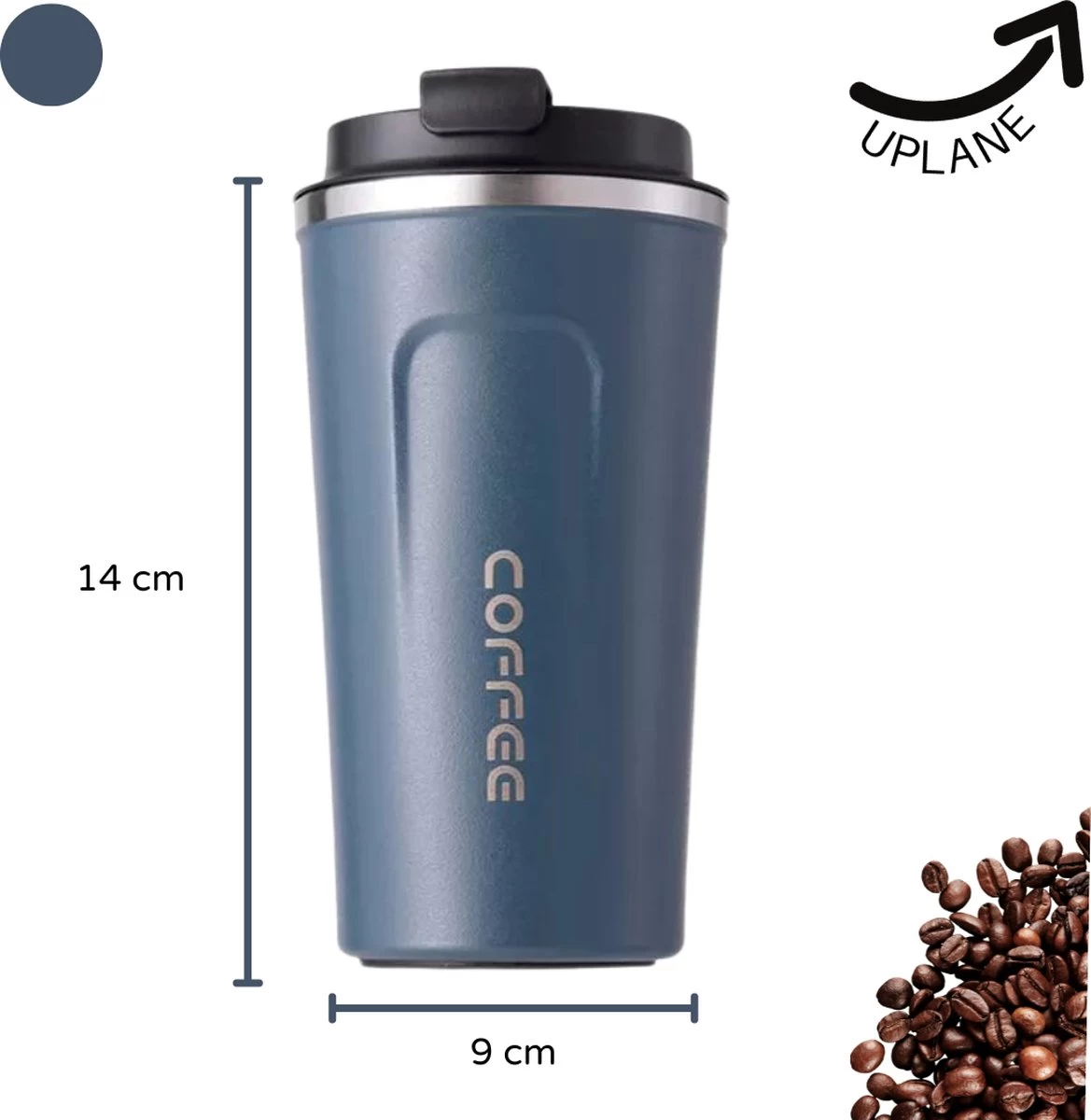 Tasse Thermos - Mug De Voyage - Tasse Thermos Café - Tasse à Café à Emporter - Double Paroi, Inox & Etanche - 380 ML - Blauw 7 Tasse Thermos - Mug De Voyage - Tasse Thermos Café - Tasse à Café à Emporter - Double Paroi, Inox & Etanche - 380 ML - Blauw – Image 5