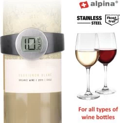 Thermomètre à Vin Alpina - Placement Autour De La Bouteille De Vin - Convient à Toutes Les Bouteilles De Vin - Acier Inoxydable - Zwart/ Argent -Dégustation Délicate 1170x1200 4