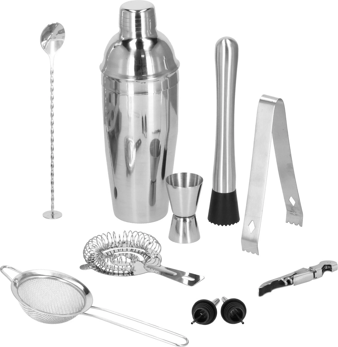 Ensemble De Cocktails Set | Set De 11 Shakers à Cocktail | Y Compris Support En Bamboe Et Emballage Cadeau | ACIER INOXYDABLE | Couleur Argent 17 Ensemble De Cocktails Set | Set De 11 Shakers à Cocktail | Y Compris Support En Bamboe Et Emballage Cadeau | ACIER INOXYDABLE | Couleur Argent – Image 15