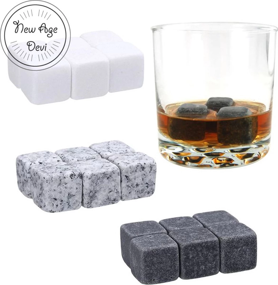 New Age Devi - Pierres à Whisky - Pierres à Whisky - 9 Pièces - Pierres Naturelles - On The Rocks - Glaçons Naturels 4 New Age Devi - Pierres à Whisky - Pierres à Whisky - 9 Pièces - Pierres Naturelles - On The Rocks - Glaçons Naturels – Image 2