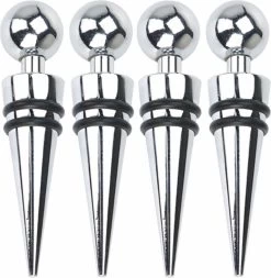 Svenska Living Bouchons De Bouteille/bouchons D'étanchéité - 4x - Acier Inoxydable/caoutchouc - Bouchon De Vin