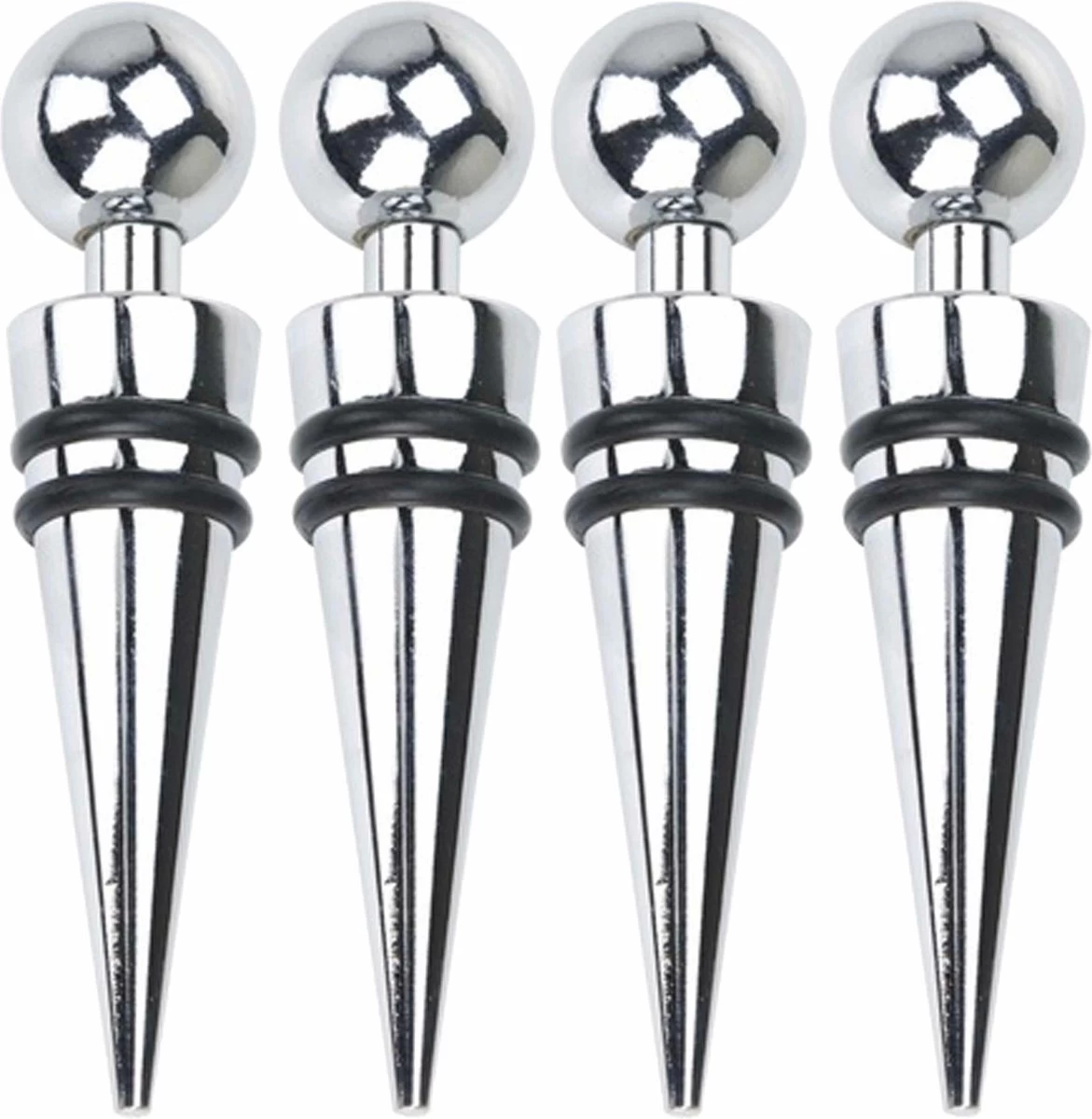 Svenska Living Bouchons De Bouteille/bouchons D'étanchéité - 4x - Acier Inoxydable/caoutchouc - Bouchon De Vin 3 Svenska Living Bouchons De Bouteille/bouchons D'étanchéité - 4x - Acier Inoxydable/caoutchouc - Bouchon De Vin