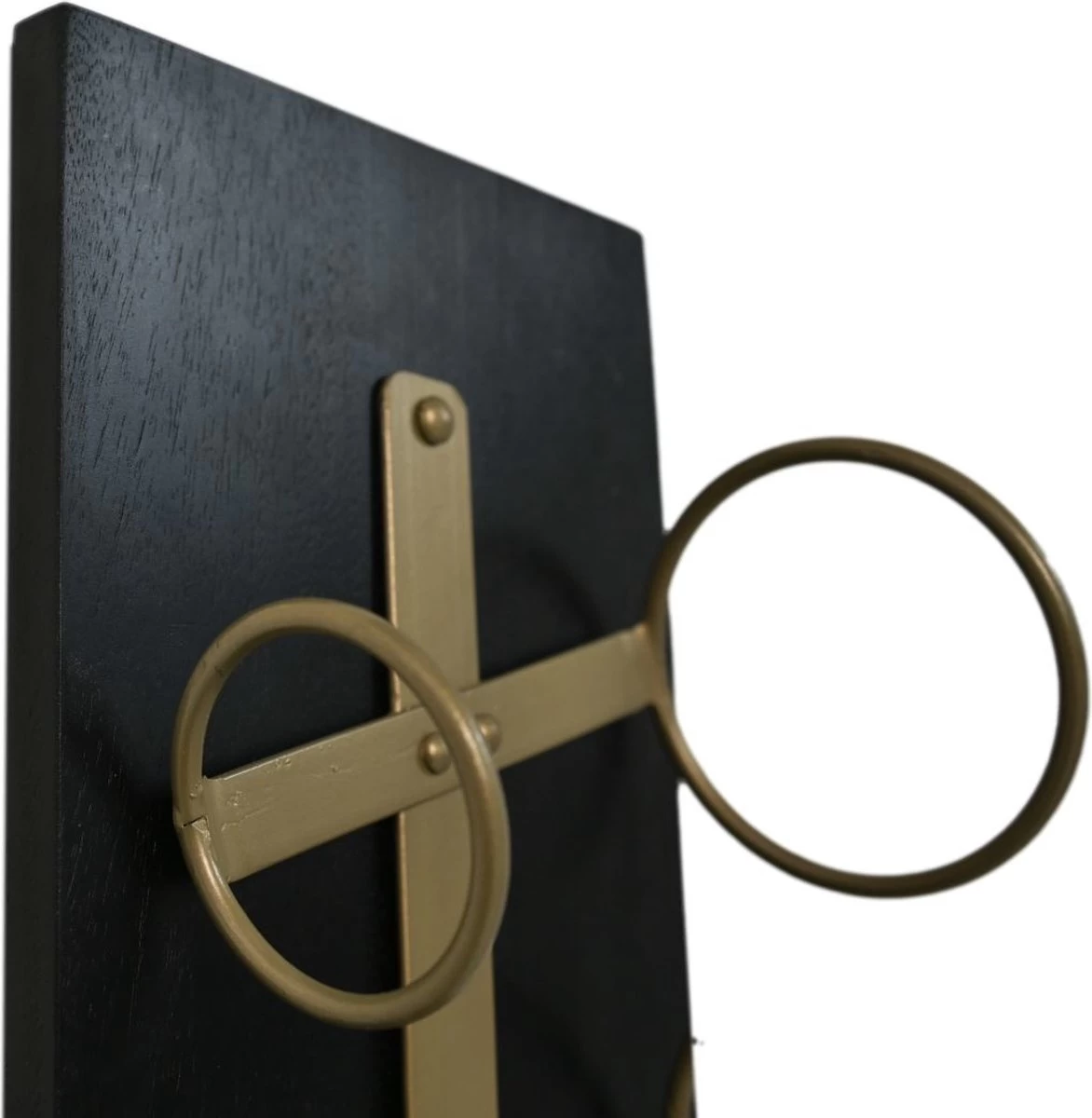 Casier à Vin Suspendu 4 Bouteilles - 20x13x65 - Zwart/ Or - Bois De Manguier / Métal 4 Casier à Vin Suspendu 4 Bouteilles - 20x13x65 - Zwart/ Or - Bois De Manguier / Métal – Image 2