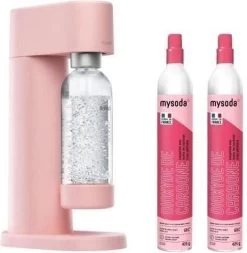 MYSODA P2C-WD002F-LP - Ensemble De Machine à Eau Pétillante Woody Pink - 2 Bouteilles De CO2 De 60 L Incluses 1 - Bouteille De Carbonisation De 1 L