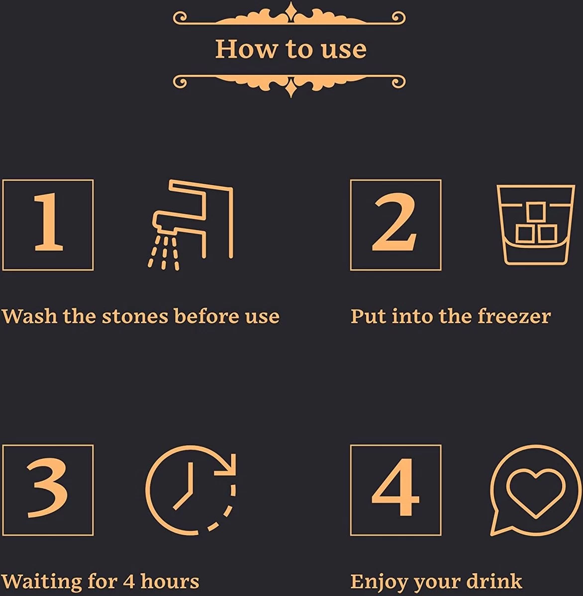 GOURMEO 6 Pierres à Whisky En Acier Inoxydable Doré Avec Coffret Cadeau En Bois - Pierres à Whisky Réutilisables Dans Un Ensemble Comme Alternative Aux Glaçons Classiques 4 GOURMEO 6 Pierres à Whisky En Acier Inoxydable Doré Avec Coffret Cadeau En Bois - Pierres à Whisky Réutilisables Dans Un Ensemble Comme Alternative Aux Glaçons Classiques – Image 2