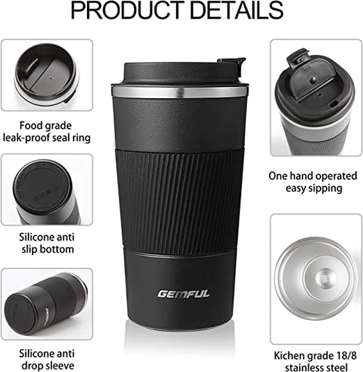 Tasse Thermos - Tasse à Café Acier Inoxydable, Double Paroi, Isotherme, étanche, Tasse De Voyage Avec Couvercle, Tasse à Café à Emporter / Tasse Thermos - Tasse à Coffee / Boissons Chaudes Et Froides 510ml 7 Tasse Thermos - Tasse à Café Acier Inoxydable, Double Paroi, Isotherme, étanche, Tasse De Voyage Avec Couvercle, Tasse à Café à Emporter / Tasse Thermos - Tasse à Coffee / Boissons Chaudes Et Froides 510ml – Image 5