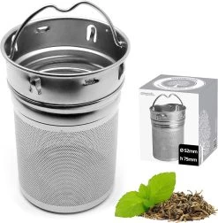 Amapodo Passoire à Thé Pour Tasse, Grande Passoire à Thé En Acier Inoxydable, Passoire à Thé Fine Pour Thé En Vrac, Fine En Acier Inoxydable, Maille Fine Sans Plastique, Réutilisable