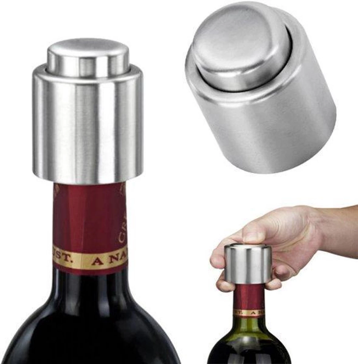 4x Bouchon De Vin En Argent Avec Pompe à Vide - Bouchon De Vin En Acier Inoxydable - Bouchon De Bouteille - Bouchon De Bouteille De Vin Pour Champagne / Vin 4 4x Bouchon De Vin En Argent Avec Pompe à Vide - Bouchon De Vin En Acier Inoxydable - Bouchon De Bouteille - Bouchon De Bouteille De Vin Pour Champagne / Vin – Image 2