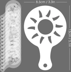 16 Cappuccino Café Barista Stencils Template Spreader Pad Duster Spray - Cappuccino Template - Réutilisable Barista Set - Cocoa Modèles - 16 Pièces -Dégustation Délicate 1179x1200 1