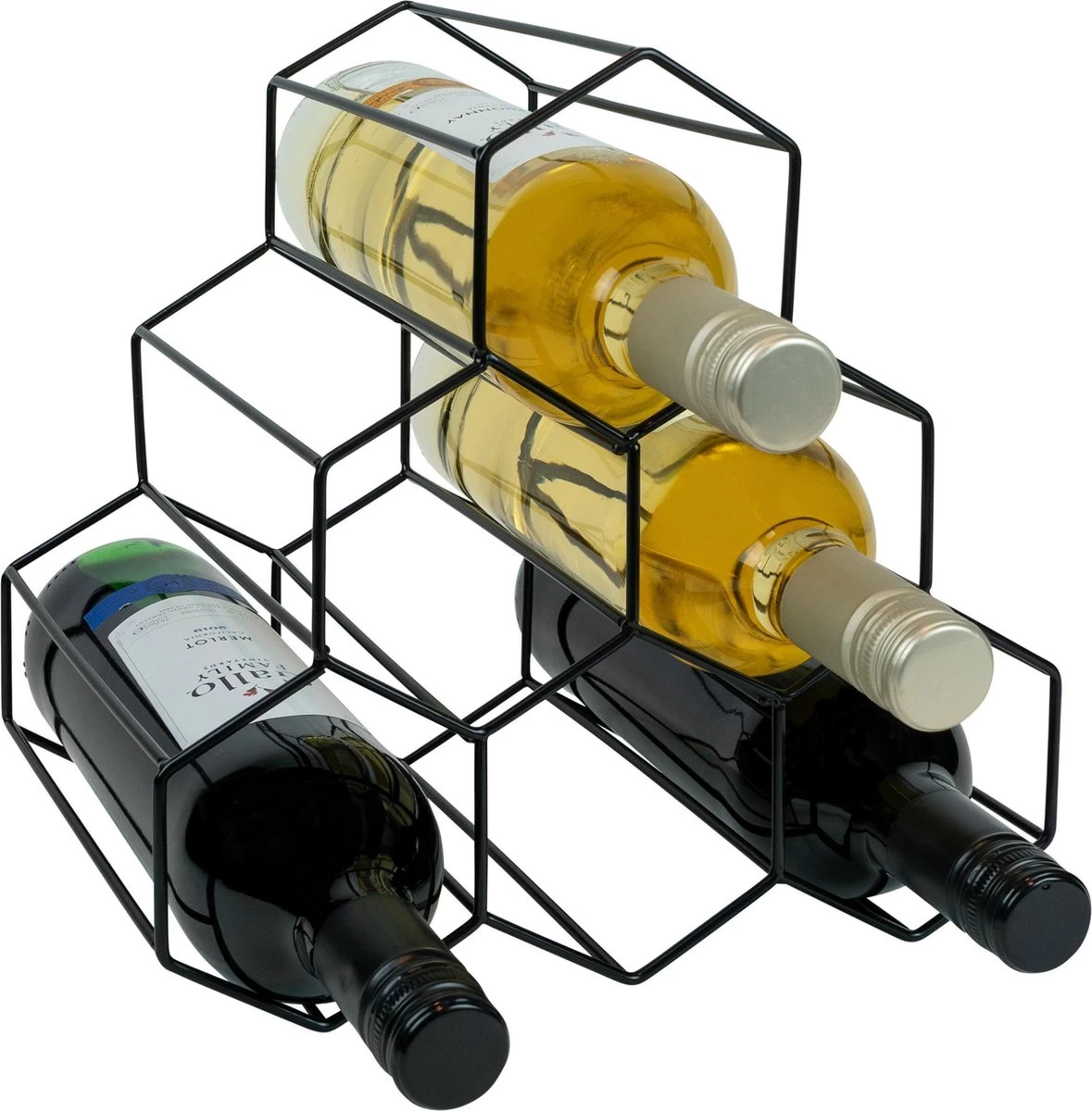 QUVIO Vin Racks / Vin Cabinet / Vin Mur Rack / étagère Vin Debout / Range-bouteilles / Wine Rack - Pour 6 Bouteilles - Zwart 3 QUVIO Vin Racks / Vin Cabinet / Vin Mur Rack / étagère Vin Debout / Range-bouteilles / Wine Rack - Pour 6 Bouteilles - Zwart