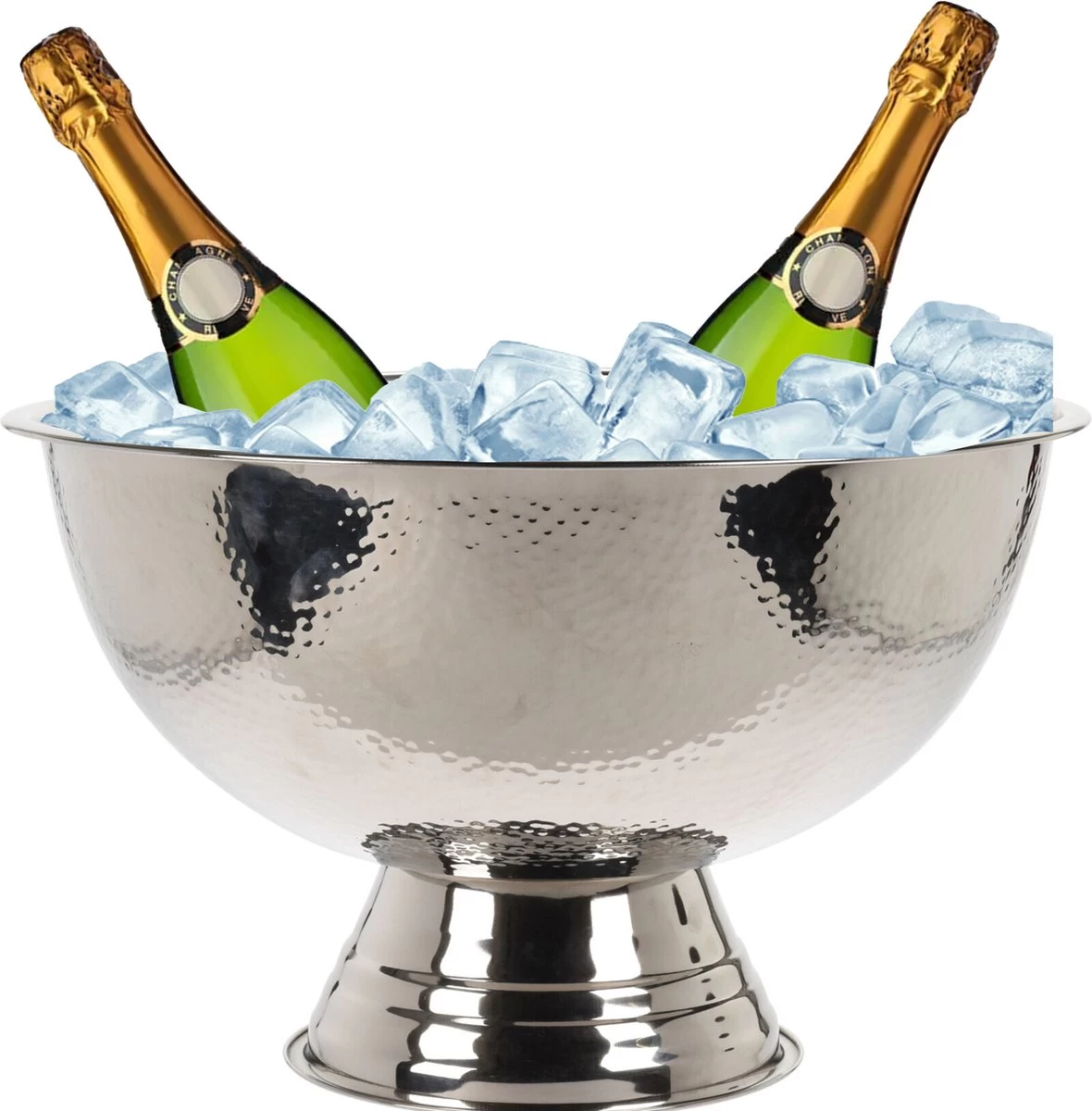 Seau à Champagne/plat De Luxe Sur Pied - Acier Inoxydable - Avec 4x Morceaux De Moules à Glaçons 4 Seau à Champagne/plat De Luxe Sur Pied - Acier Inoxydable - Avec 4x Morceaux De Moules à Glaçons – Image 2