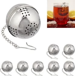Relaxdays 8x Infuseur à Thé - Set - - Passoire à Thé En Acier Inoxydable - Boule D'herbes - Filtre à Thé - Argent