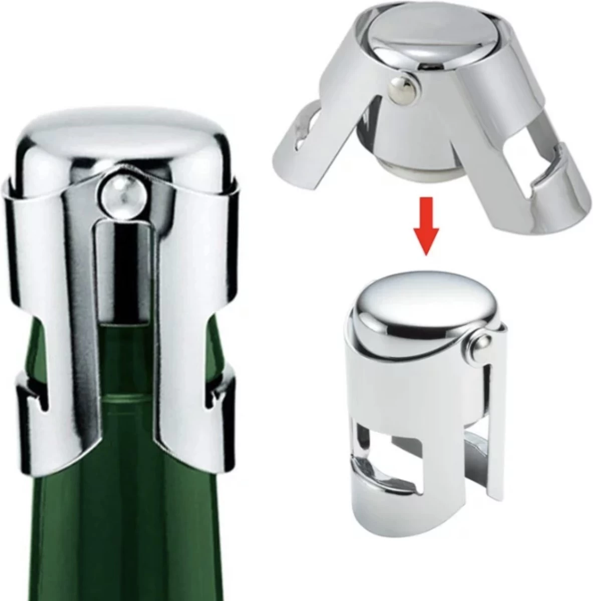 GG Kitchen - Valve à Champagne - Bouchon à Cava - Bouchon à Champagne - Valve à Bouteille - Argent - 2 Pièces 4 GG Kitchen - Valve à Champagne - Bouchon à Cava - Bouchon à Champagne - Valve à Bouteille - Argent - 2 Pièces – Image 2