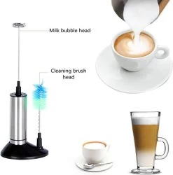 TDR - Mousseur à Lait électrique - Acier Inoxydable - Fonctionne Sur Batterie - Avec Brosse De Nettoyage -Dégustation Délicate 1184x1200 2