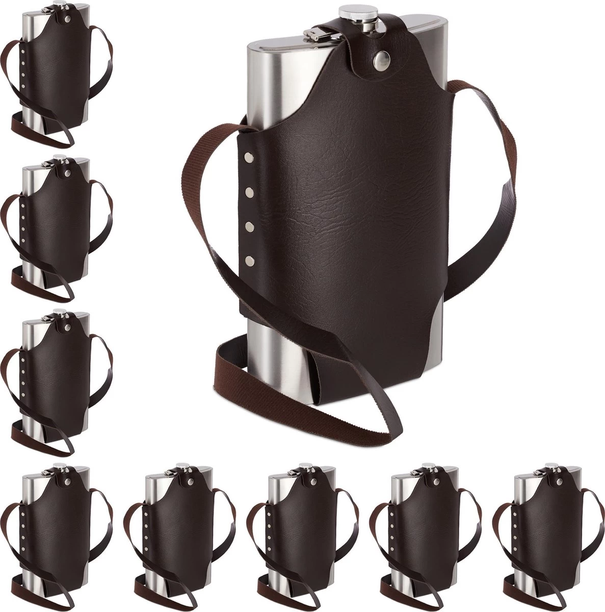 Relaxdays 9 X Pinson Plat En Acier Inoxydable XXL - Flasque De Hanche 1,8 Litre - Sac Bouteille - Sangle De Transport - Acier Inoxydable 3 Relaxdays 9 X Pinson Plat En Acier Inoxydable XXL - Flasque De Hanche 1,8 Litre - Sac Bouteille - Sangle De Transport - Acier Inoxydable