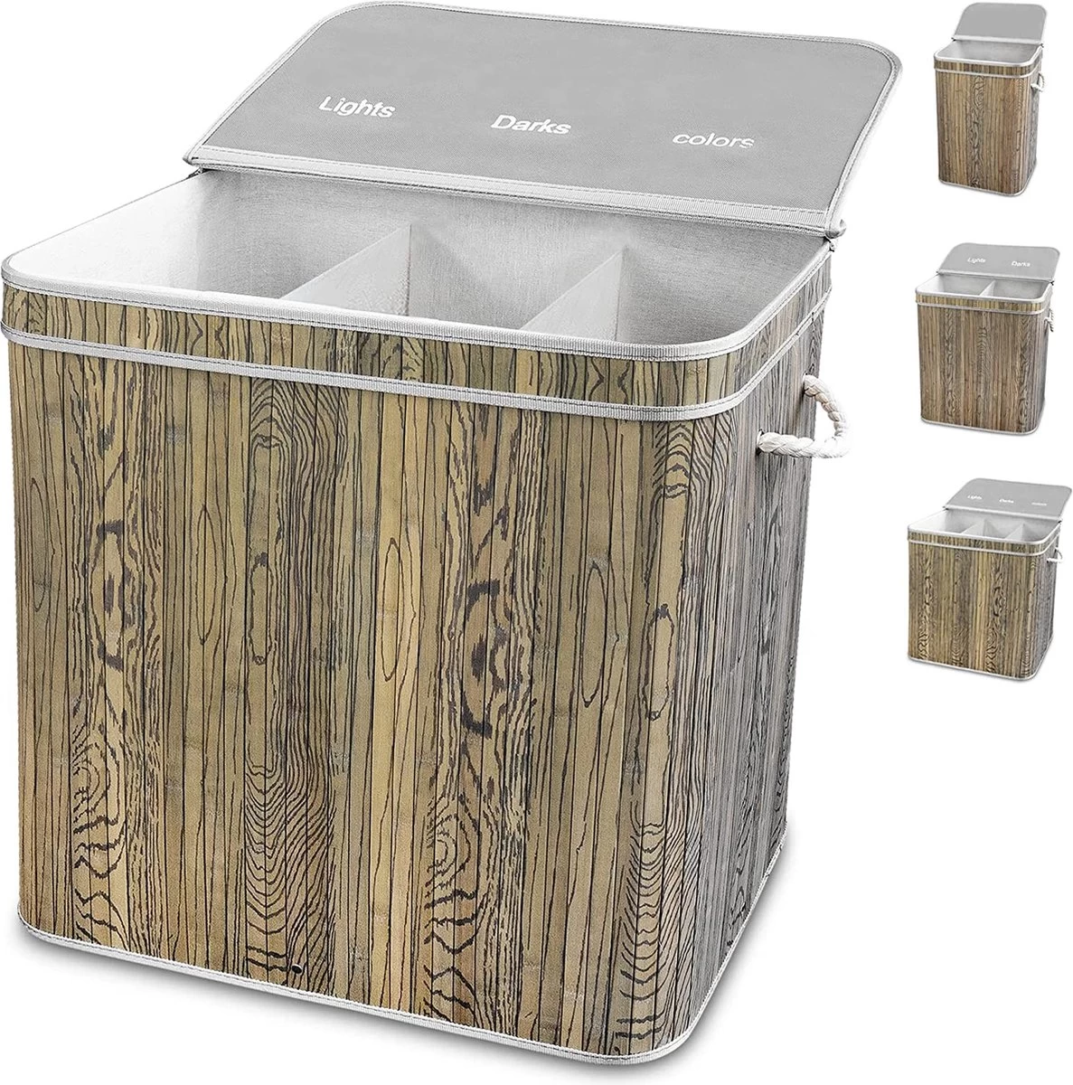 Trieur à Linge Bambou Nature Gris En 3 Tailles 3 Trieur à Linge Bambou Nature Gris En 3 Tailles