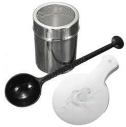 Set' écarteurs à Cappuccino / Cacao En Acier Inoxydable - Avec Modèles De Café / Cacao Et Cuillère à Tools Barista