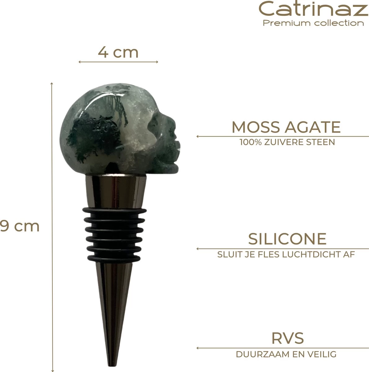 Catrinaz® - Bouchon De Bouteille Premium Avec Tête De Mort - Pierre Naturelle D'agate Moss - Bouchon à Vin - Tête De Mort - Tête De Mort - Coffret Cadeau Luxe - Cadeau Uniek - Cadeau Homme Et Femme 8 Catrinaz® - Bouchon De Bouteille Premium Avec Tête De Mort - Pierre Naturelle D'agate Moss - Bouchon à Vin - Tête De Mort - Tête De Mort - Coffret Cadeau Luxe - Cadeau Uniek - Cadeau Homme Et Femme – Image 6
