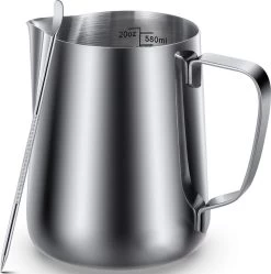 House Of Husk Pot à Lait Avec Art Pen - Pichet Mousseur à Lait 580ml - Argent - Pot à Lait - Pichet à Lait - Acier Inoxydable - Pot à Lait Barista - Avec Stylo Latte Art