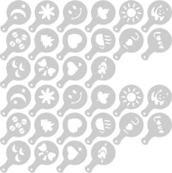 16 Cappuccino Café Barista Stencils Template Spreader Pad Duster Spray - Cappuccino Template - Réutilisable Barista Set - Cocoa Modèles - 16 Pièces -Dégustation Délicate 1193x1200 7