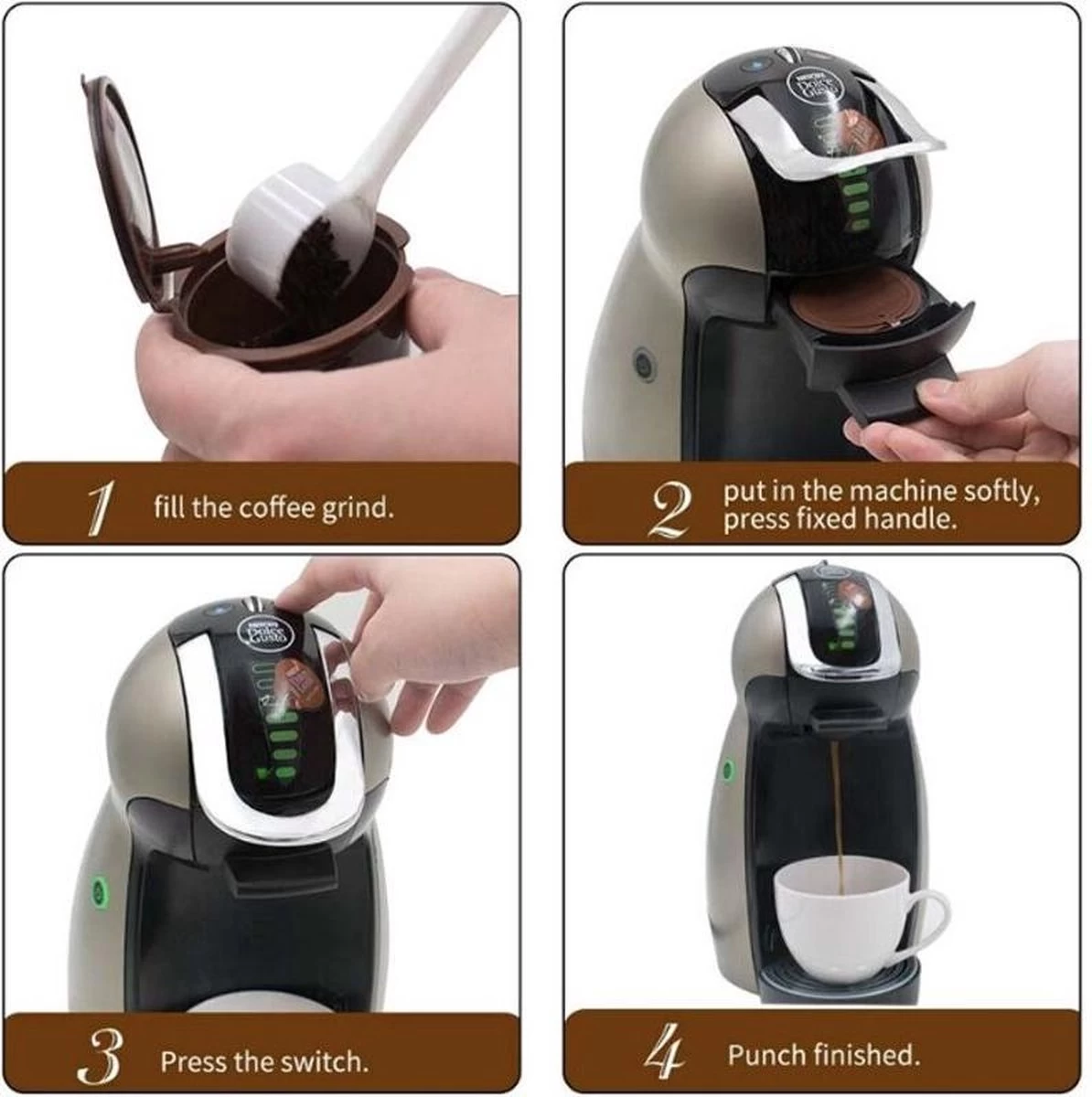 3 X Tasse à Café Réutilisable Dolce Gusto - Café En Capsule - Capsules à Café Rechargeables - Café Réutilisables - Filtre à Brosse Cuillère 4 3 X Tasse à Café Réutilisable Dolce Gusto - Café En Capsule - Capsules à Café Rechargeables - Café Réutilisables - Filtre à Brosse Cuillère – Image 2