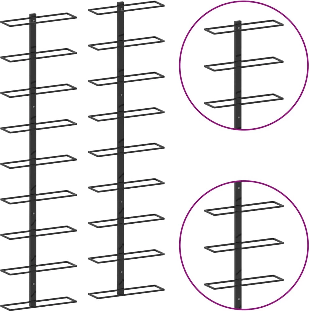 Range-bouteilles Premium - Casiers à Vin Muraux Pour 18 Bouteilles 2 Pcs Fer Noir 6 Range-bouteilles Premium - Casiers à Vin Muraux Pour 18 Bouteilles 2 Pcs Fer Noir – Image 4