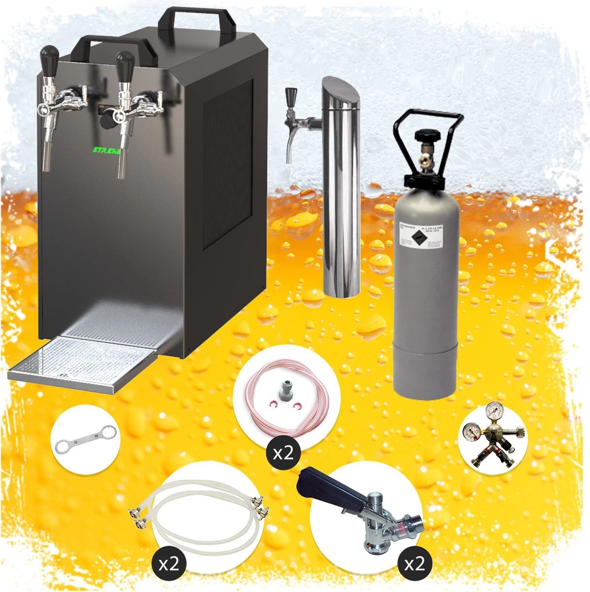 Ensemble Complet - Tireuse à Bière - Box à Bière STREAM 80, Refroidisseur à Circulation Aéroréfrigérant 2 Lignes 3 Ensemble Complet - Tireuse à Bière - Box à Bière STREAM 80, Refroidisseur à Circulation Aéroréfrigérant 2 Lignes