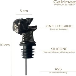 Catrinaz® - Verseur Premium Avec Tête De Mort - Bec Verseur - Verseur à Vin - Verseur - Zwart - Tête De Mort Noire - Tête De Mort - Coffret Cadeau Luxe - Cadeau Uniek - Cadeau Homme Et Femme -Dégustation Délicate 1197x1200 18