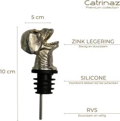 Catrinaz® - Verseur Premium Avec Tête De Mort - Bec Verseur - Verseur à Vin - Verseur - Couleur Argent - Tête De Mort Argentée - Tête De Mort - Coffret Cadeau Luxe - Cadeau Uniek - Cadeau Pour Homme Et Femme -Dégustation Délicate 1197x1200 19