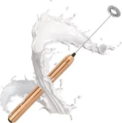 Mousseur à Lait Pour Une Mousse De Lait Parfaite - Mousseur à Lait électrique - Mousseur à Lait En Acier Inoxydable - Mousseur à Lait Manuel EarKings Rose Goud