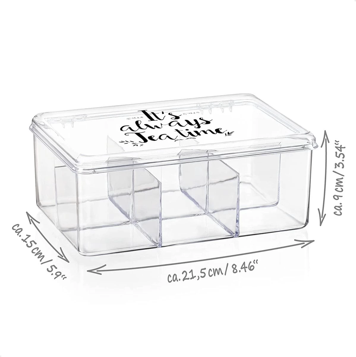 Boîte De Rangement Pour Thé Et Sachets De Thé - Boîte à Thé En Plastique Transparent à 6 Compartiments - Boîte à Thé Pour Conserver Le Thé (02 Pièces - C'est Toujours L'heure Du Thé) 5 Boîte De Rangement Pour Thé Et Sachets De Thé - Boîte à Thé En Plastique Transparent à 6 Compartiments - Boîte à Thé Pour Conserver Le Thé (02 Pièces - C'est Toujours L'heure Du Thé) – Image 3