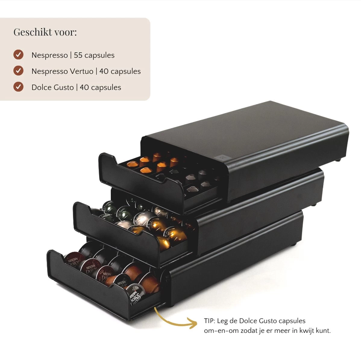 Kitchen Lab Co Co.® Porte-capsule à Café Avec Tiroir - Convient Pour Nespresso, Dolce Gusto Et Nespresso Vertuo - Incl. E-book De Recettes De Café 8 Kitchen Lab Co Co.® Porte-capsule à Café Avec Tiroir - Convient Pour Nespresso, Dolce Gusto Et Nespresso Vertuo - Incl. E-book De Recettes De Café – Image 6