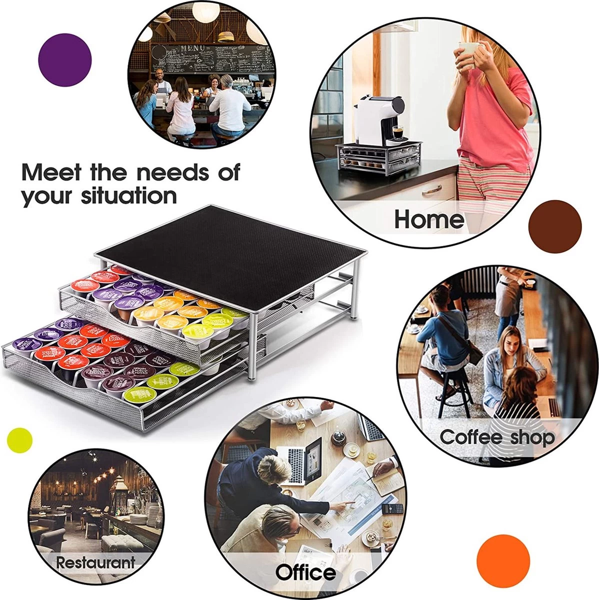 Porte-capsules Masthome Café Avec Tiroir Pour Capsules Dolce Gusto, Pour 72 Dosettes De Café, 1 Chiffon De Nettoyage Inclus 6 Porte-capsules Masthome Café Avec Tiroir Pour Capsules Dolce Gusto, Pour 72 Dosettes De Café, 1 Chiffon De Nettoyage Inclus – Image 4