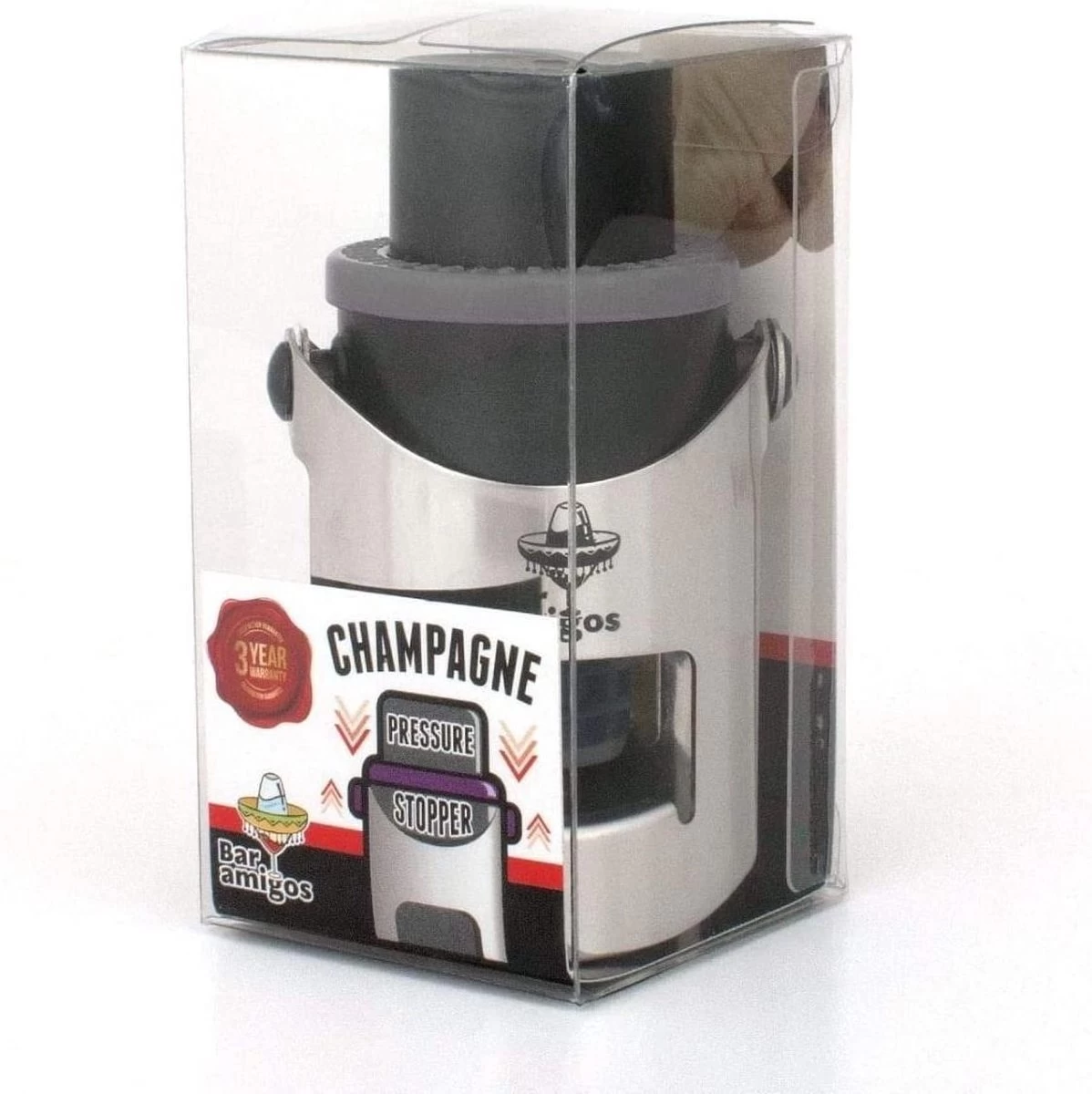 Bar Amigos Champagne Prosecco Bouchon Pressoir à Vin Pétillant - Gris 7 Bar Amigos Champagne Prosecco Bouchon Pressoir à Vin Pétillant - Gris – Image 5