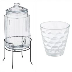 Ensemble Robinet Limonade Relaxdays - 4 Verres à Boire Avec Couvercle - Distributeur De Boissons Avec Robinet - 6 L -Dégustation Délicate 1198x1200 45