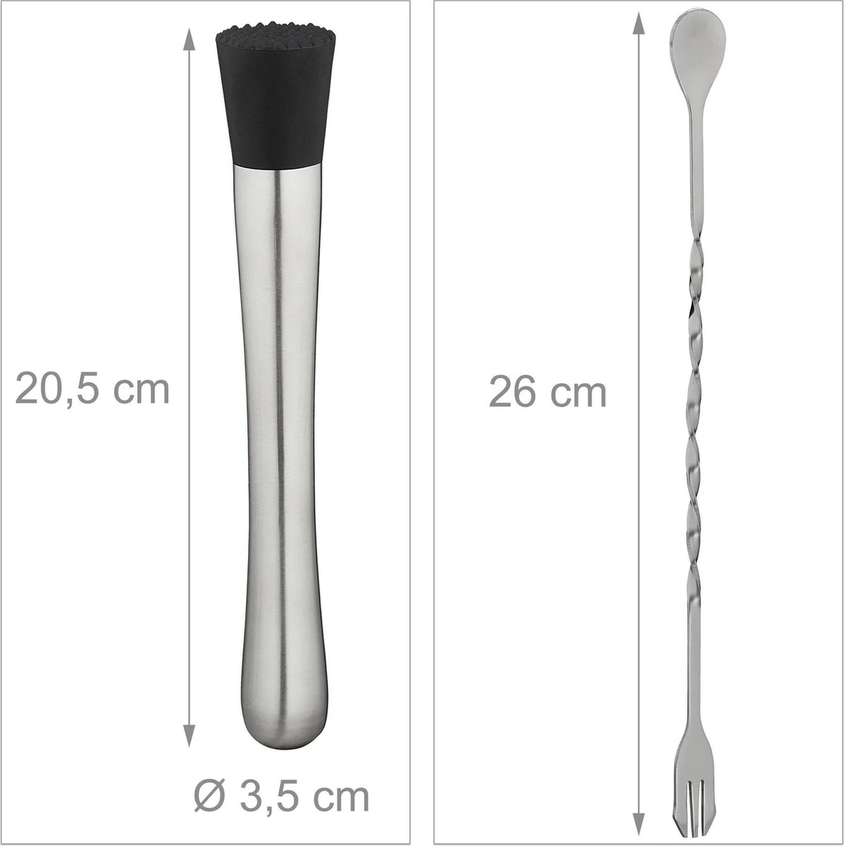 Relaxdays Pilon à Cocktail Et Cuillère De Bar - Pilon - Cuillère à Cocktail - 26 Cm - Goût Neutre 8 Relaxdays Pilon à Cocktail Et Cuillère De Bar - Pilon - Cuillère à Cocktail - 26 Cm - Goût Neutre – Image 6