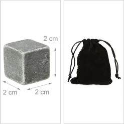 Relaxdays 90 X Pierres De Whisky, Pierres De Whisky, Gris, Glaçons, Insipide, Sac à Poussière -Dégustation Délicate 1198x1200 55