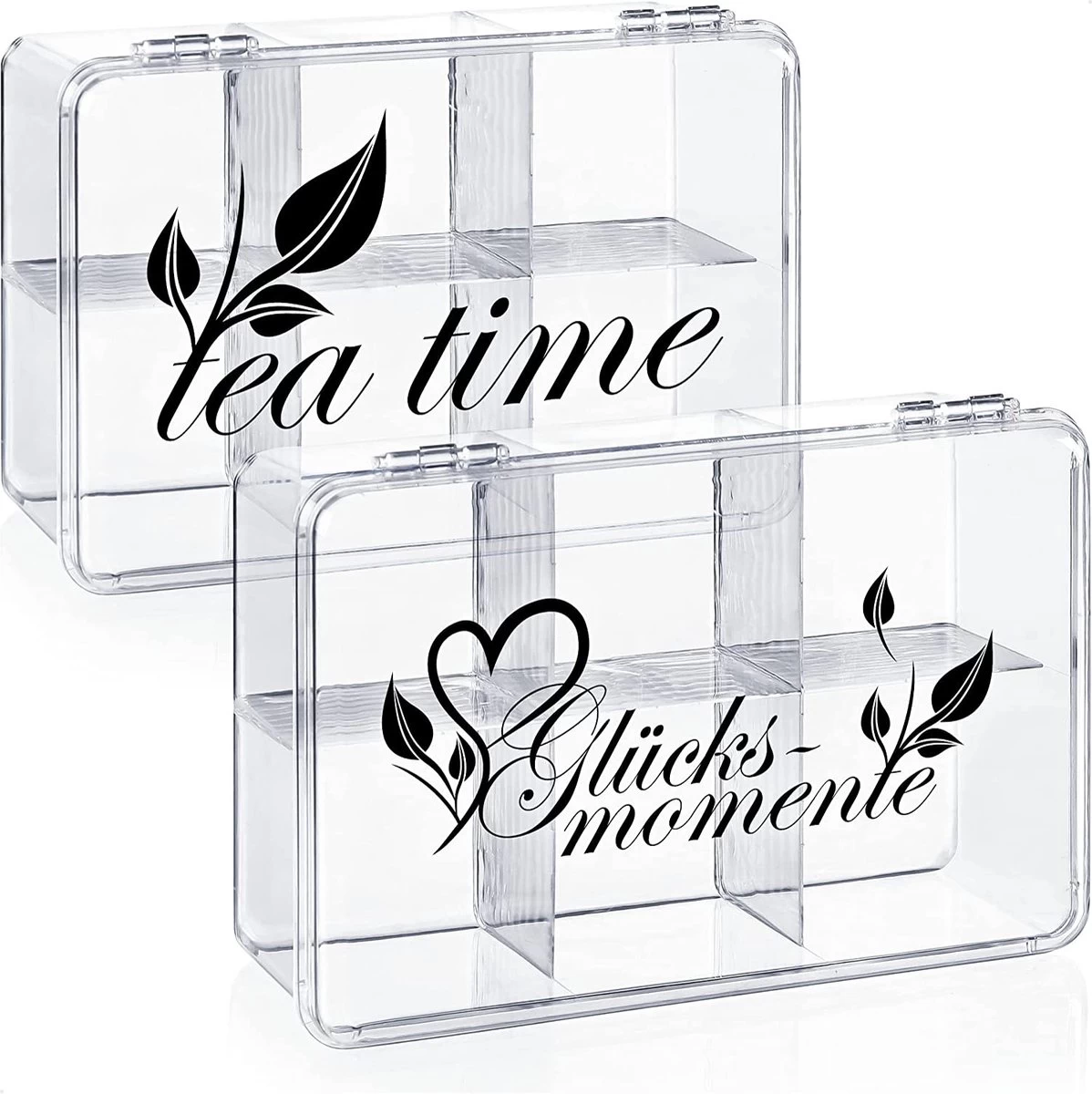 2x Boîte De Rangement Pour Thé Et Sachets De Thé - Boîte à Thé En Plastique Transparent Avec 6 Compartiments - Boîte à Thé Pour Le Stockage Du Thé 3 2x Boîte De Rangement Pour Thé Et Sachets De Thé - Boîte à Thé En Plastique Transparent Avec 6 Compartiments - Boîte à Thé Pour Le Stockage Du Thé