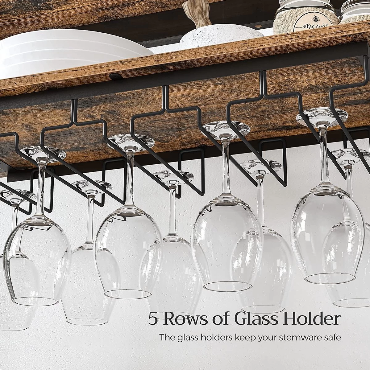 Nancy's Plaisance Casier à Vin Avec Porte-Verres - Porte-Vin - Porte-Bouteilles - Debout - Industriel - Marron Et Zwart - 66 X 30 X 100 Cm 4 Nancy's Plaisance Casier à Vin Avec Porte-Verres - Porte-Vin - Porte-Bouteilles - Debout - Industriel - Marron Et Zwart - 66 X 30 X 100 Cm – Image 2