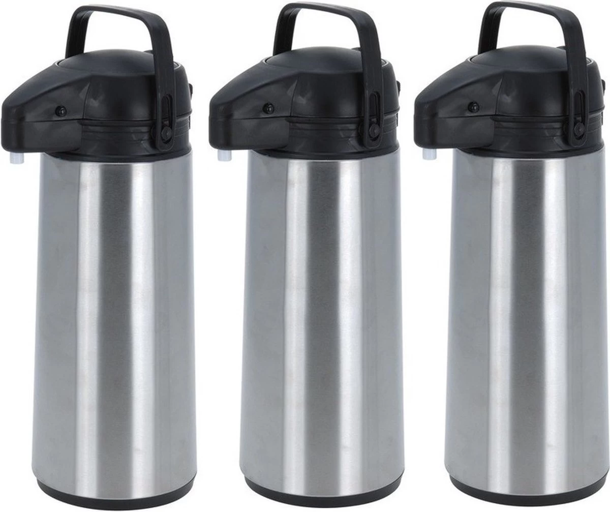 3x Thermos / Pichets Isolants En Acier Inoxydable Avec Pompe 1,8 Litre - Pichets à Café / Pichets à Thé - Bouteilles Thermo De Voyage 3 3x Thermos / Pichets Isolants En Acier Inoxydable Avec Pompe 1,8 Litre - Pichets à Café / Pichets à Thé - Bouteilles Thermo De Voyage