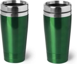 8x Tasse Chaude / Garder Au Chaud Vert Métallique 450 Ml - Tasse Isolante En Acier Inoxydable / Tasses Thermos Tasses De Voyage Pour Les Déplacements