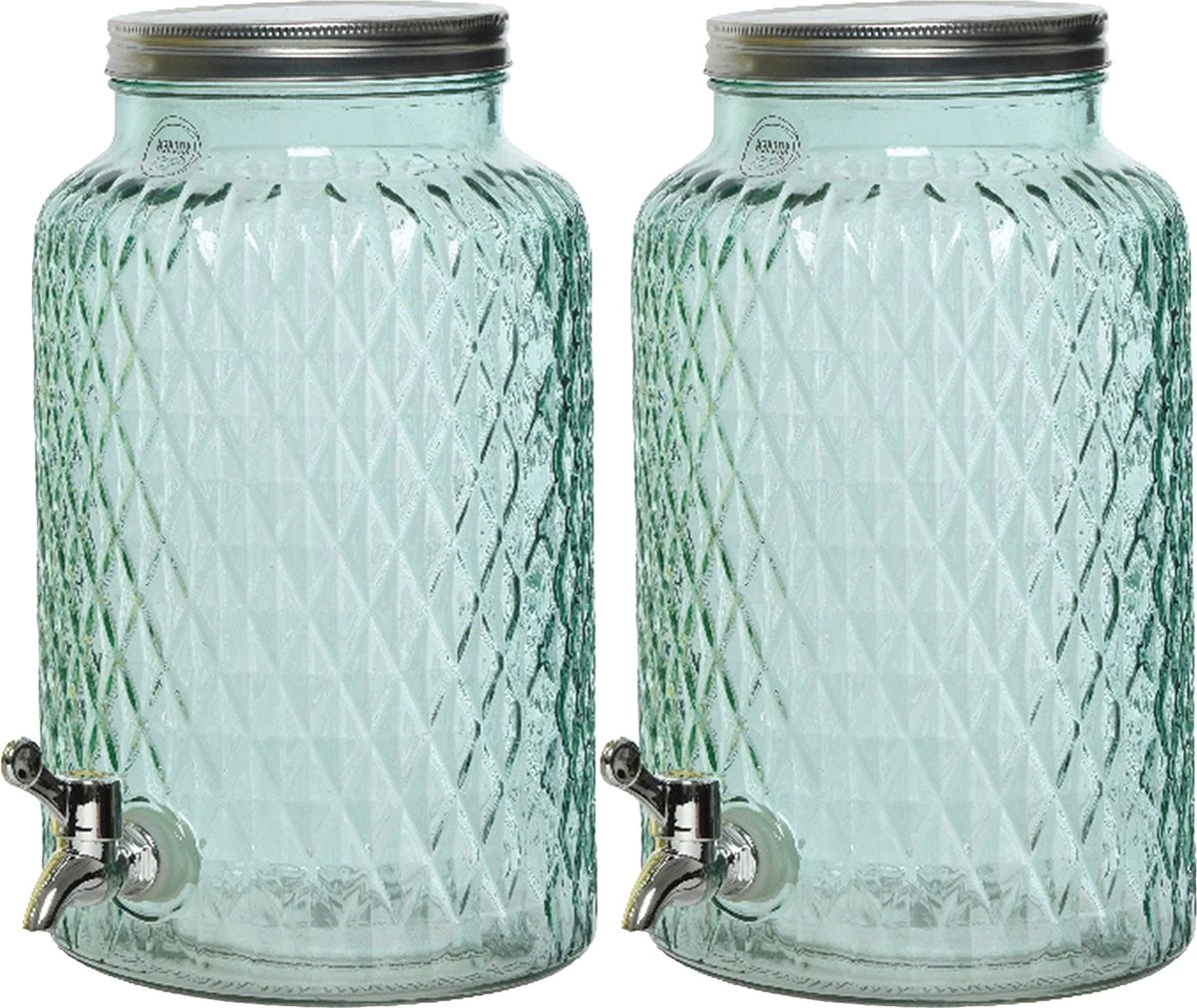 Decoris Distributeur De Boissons / Robinet De Limonade Avec Robinet - 2x - Verre - 5,5L 3 Decoris Distributeur De Boissons / Robinet De Limonade Avec Robinet - 2x - Verre - 5,5L