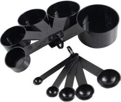 Ensemble De 10 Tasses à Mesurer - Tasses à Mesurer - Cuillères à Mesurer - Plastique - Noir