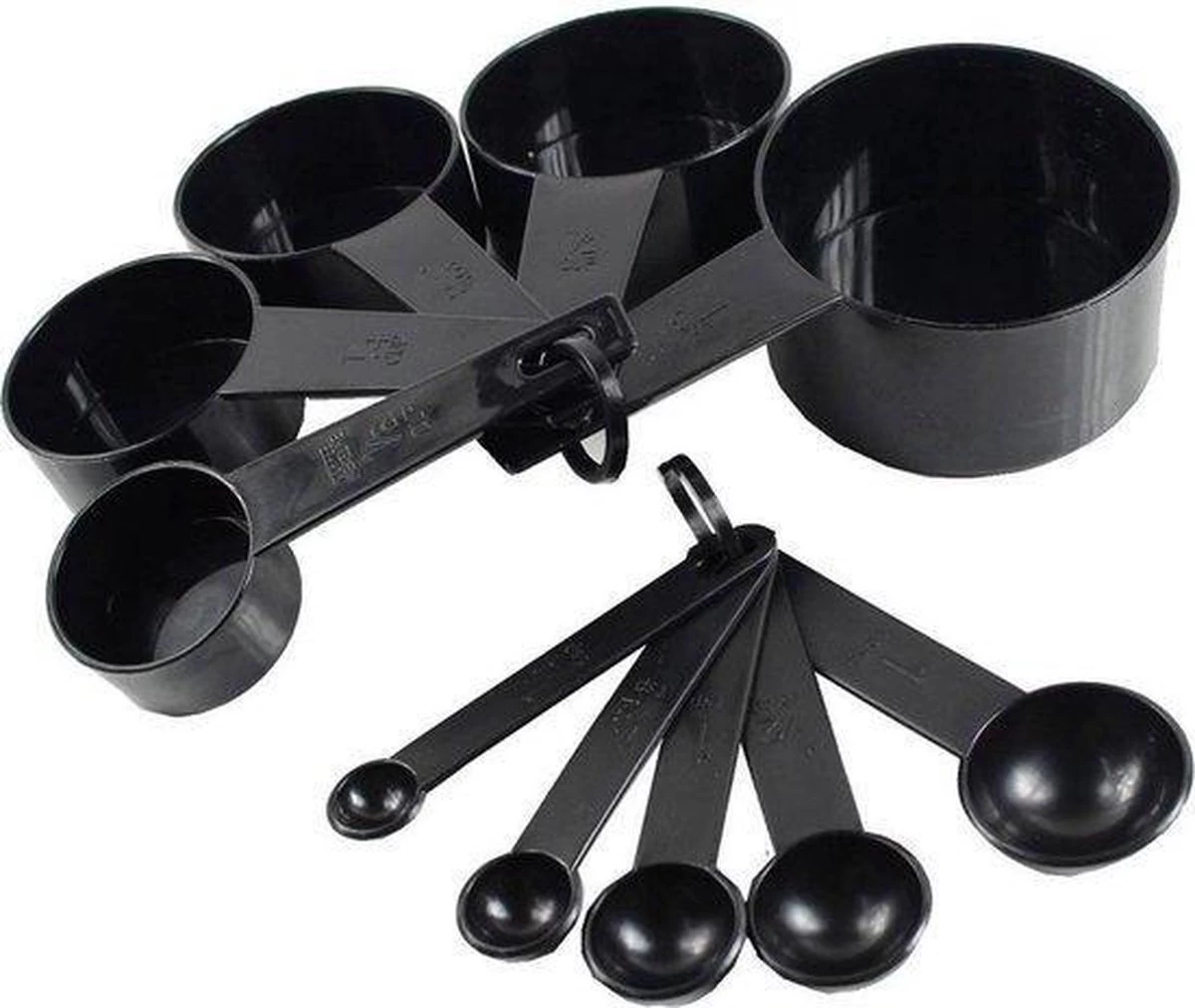 Ensemble De 10 Tasses à Mesurer - Tasses à Mesurer - Cuillères à Mesurer - Plastique - Noir 3 Ensemble De 10 Tasses à Mesurer - Tasses à Mesurer - Cuillères à Mesurer - Plastique - Noir